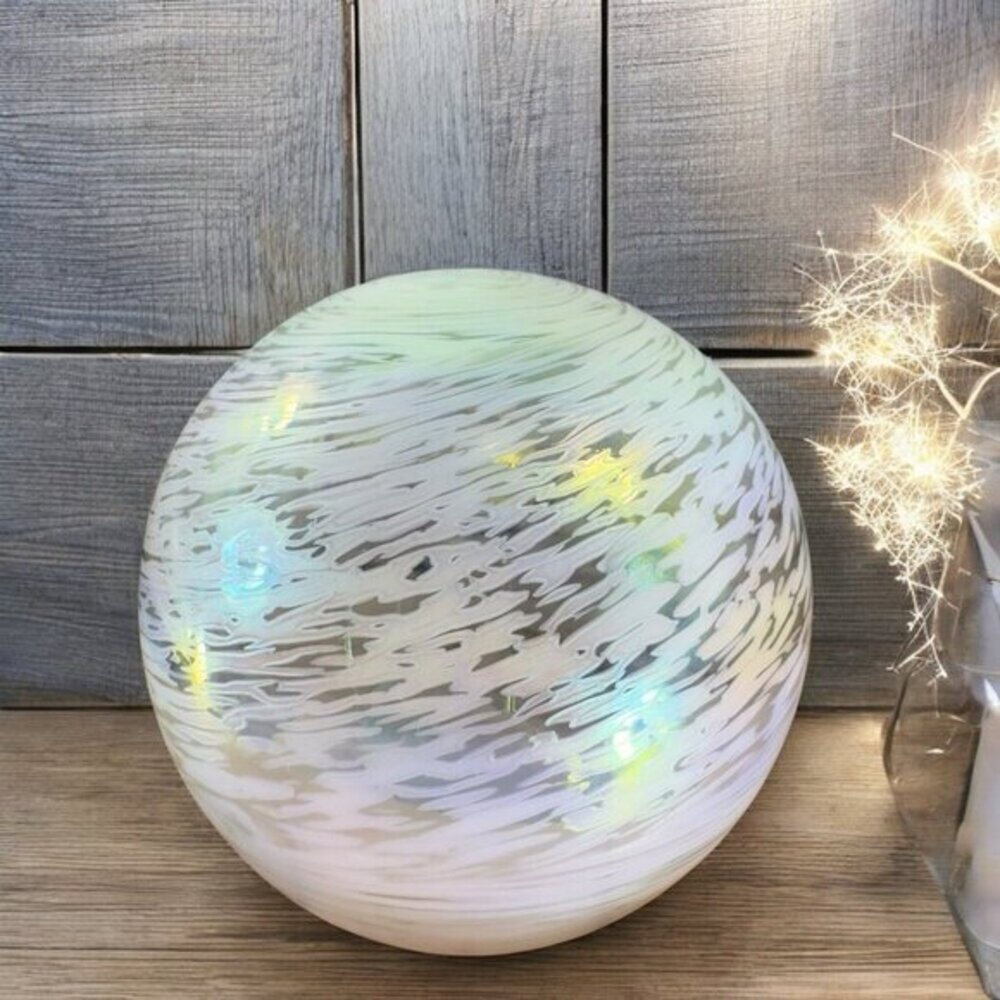 Vintage Venetian Glass‎ Paperweight Figure Italian Glass Iridescent White Swirl